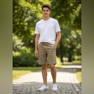 Abercrombie Kids Khaki Chino Shorts Boys Size 11/12 with Drawstring